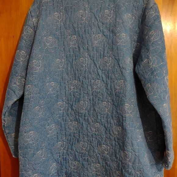 Denim&Co Car Length Lined Jacket/Coat with White Stitching Embroidery - Picture 7 of 7